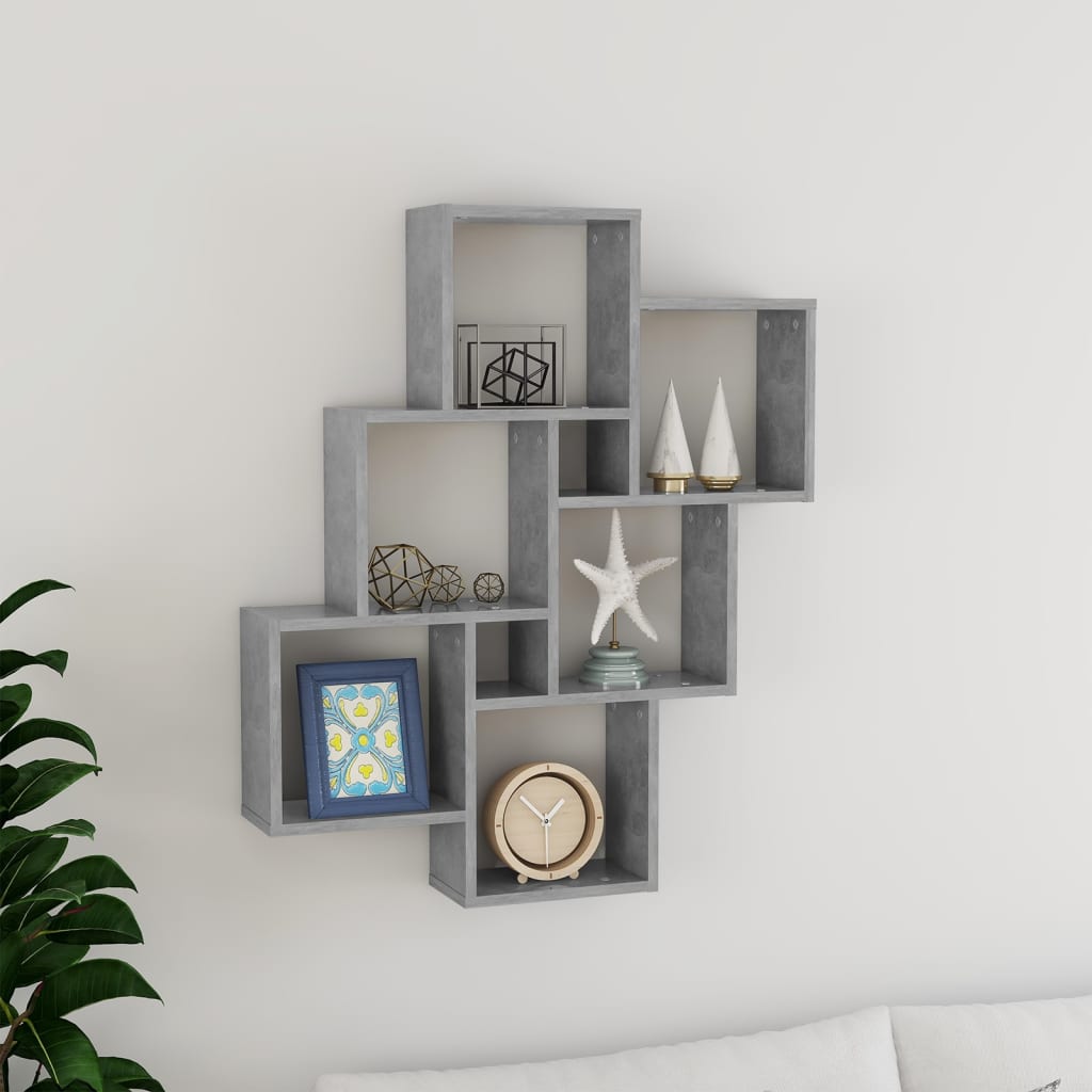 Estante cubo de pared contrachapado gris hormigón 78x15x93 cm v5916 Vetonek