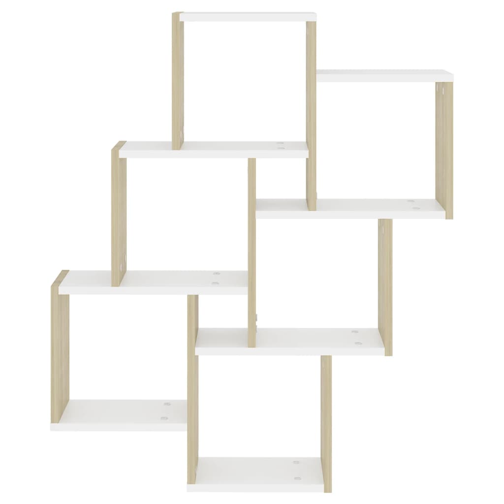 Estante cubo de pared contrachapado blanco y roble 78x15x93 cm v5923 - Vetonek