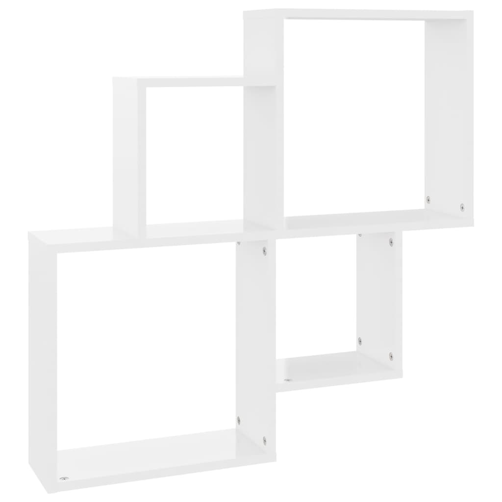 Vetonek Estante cubo de pared contrachapado blanco brillo 80x15x78,5 cm