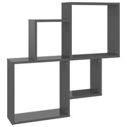 Vetonek Estante cubo de pared contrachapado gris brillante 80x15x78,5cm