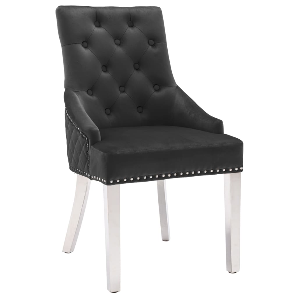 Vetonek Silla de comedor de terciopelo negro