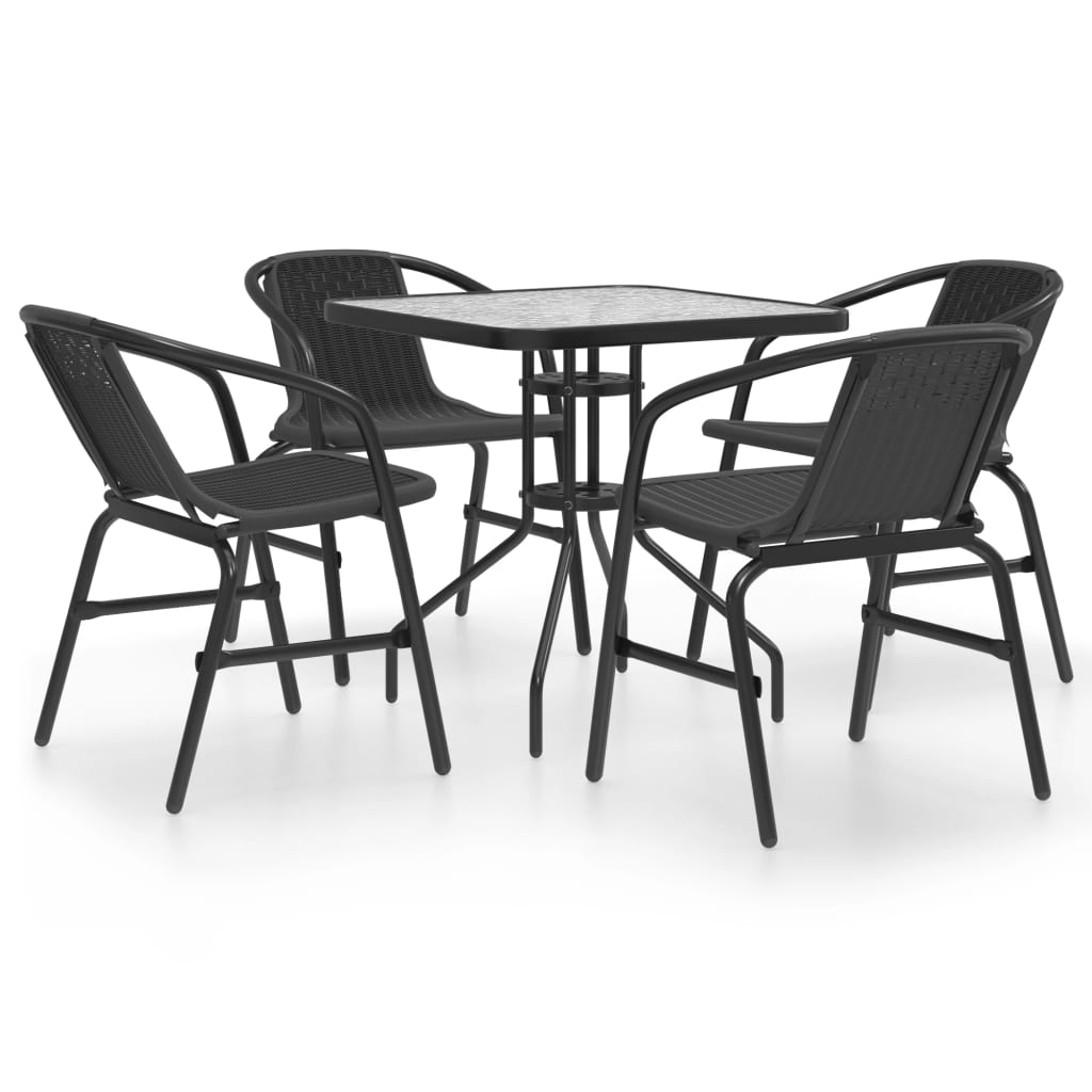 Vetonek Juego de comedor de jardín de 5 piezas negro