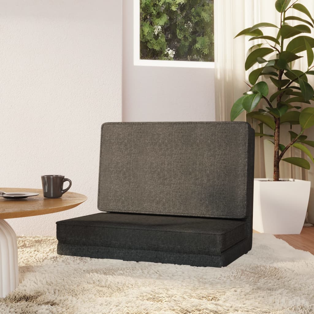 Silla de suelo plegable de tela gris oscuro