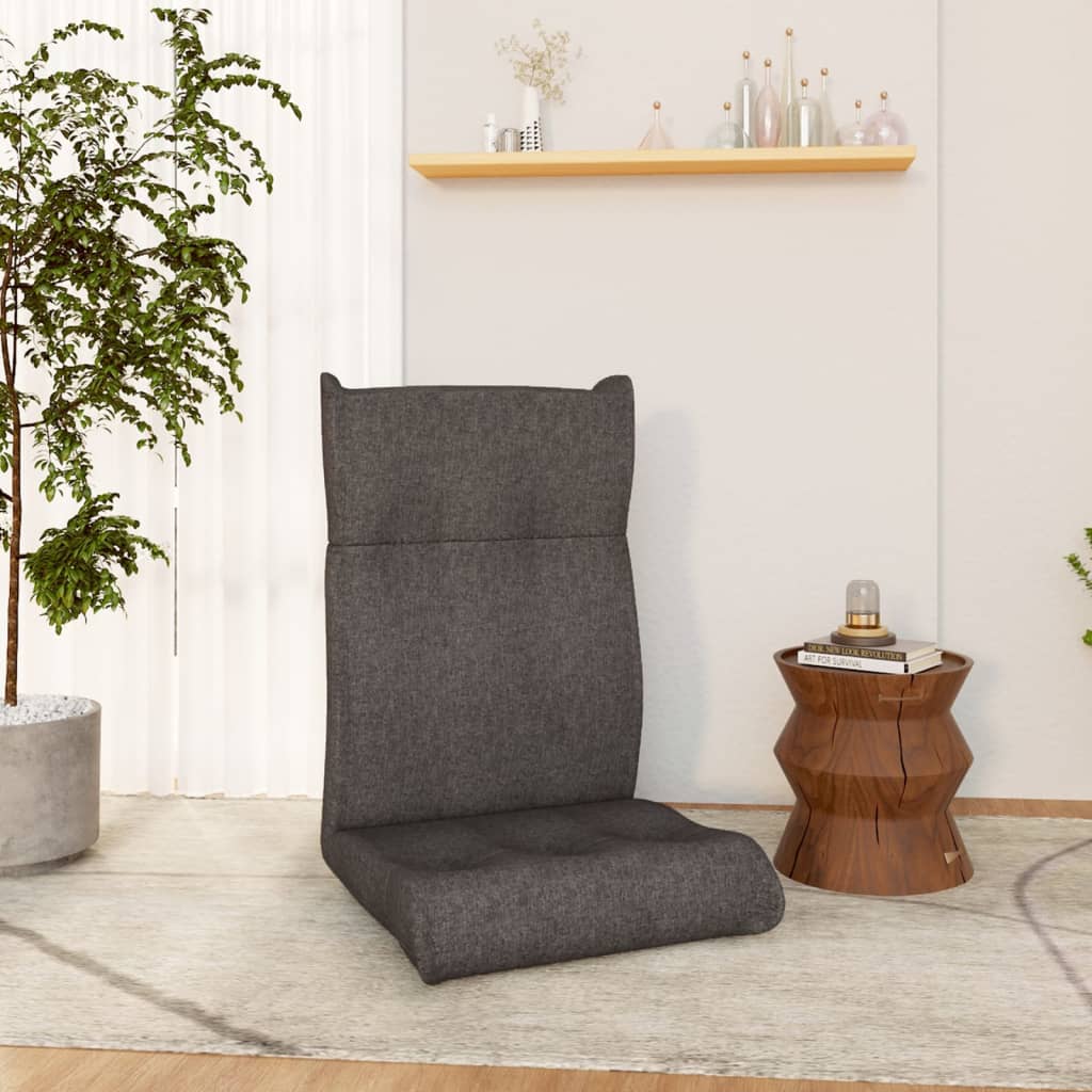 Vetonek Silla de suelo plegable de tela gris oscuro