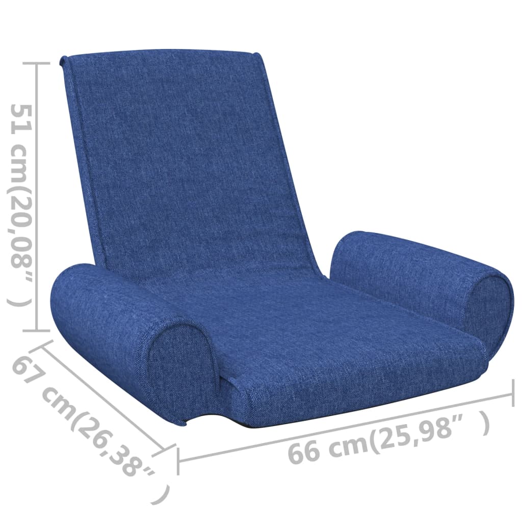 Silla de suelo plegable de tela azul vidaXL