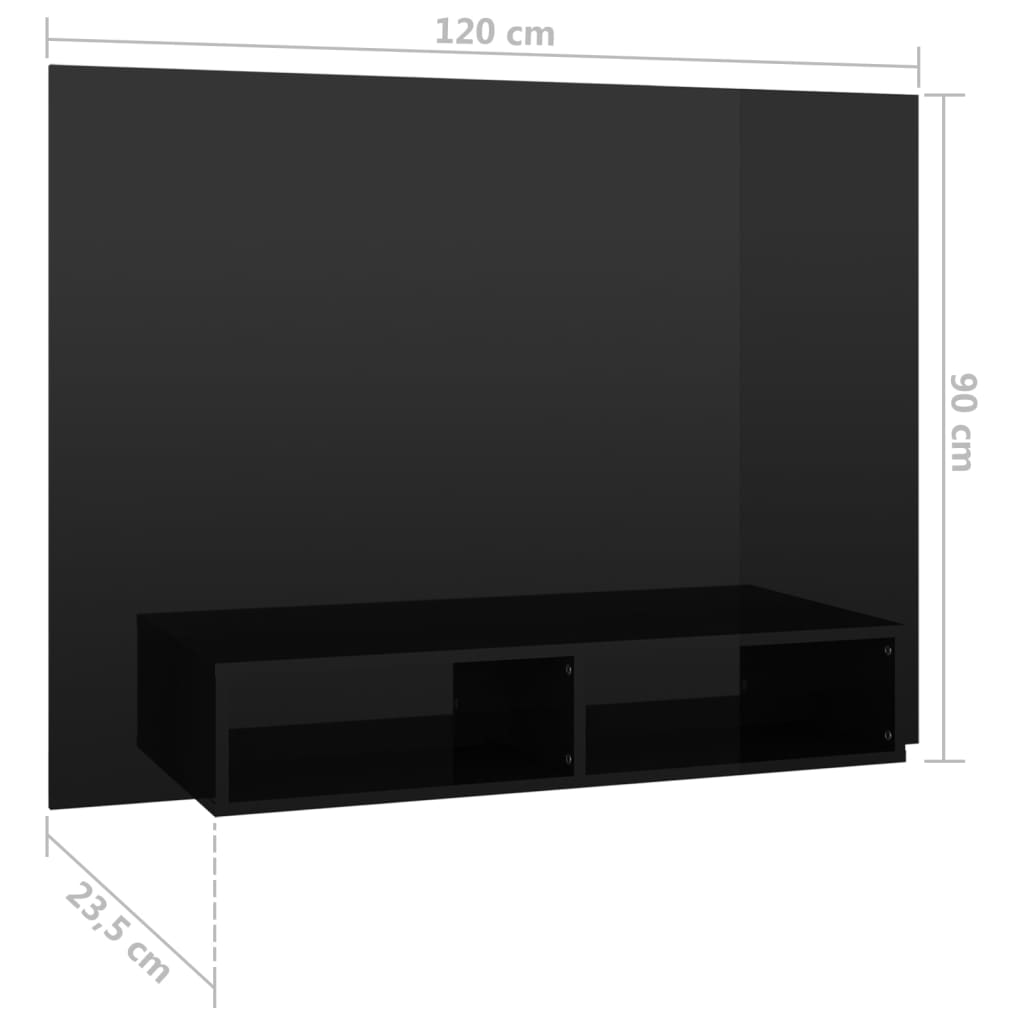 Mueble TV de pared contrachapado negro brillante 120x23,5x90 cm vidaXL