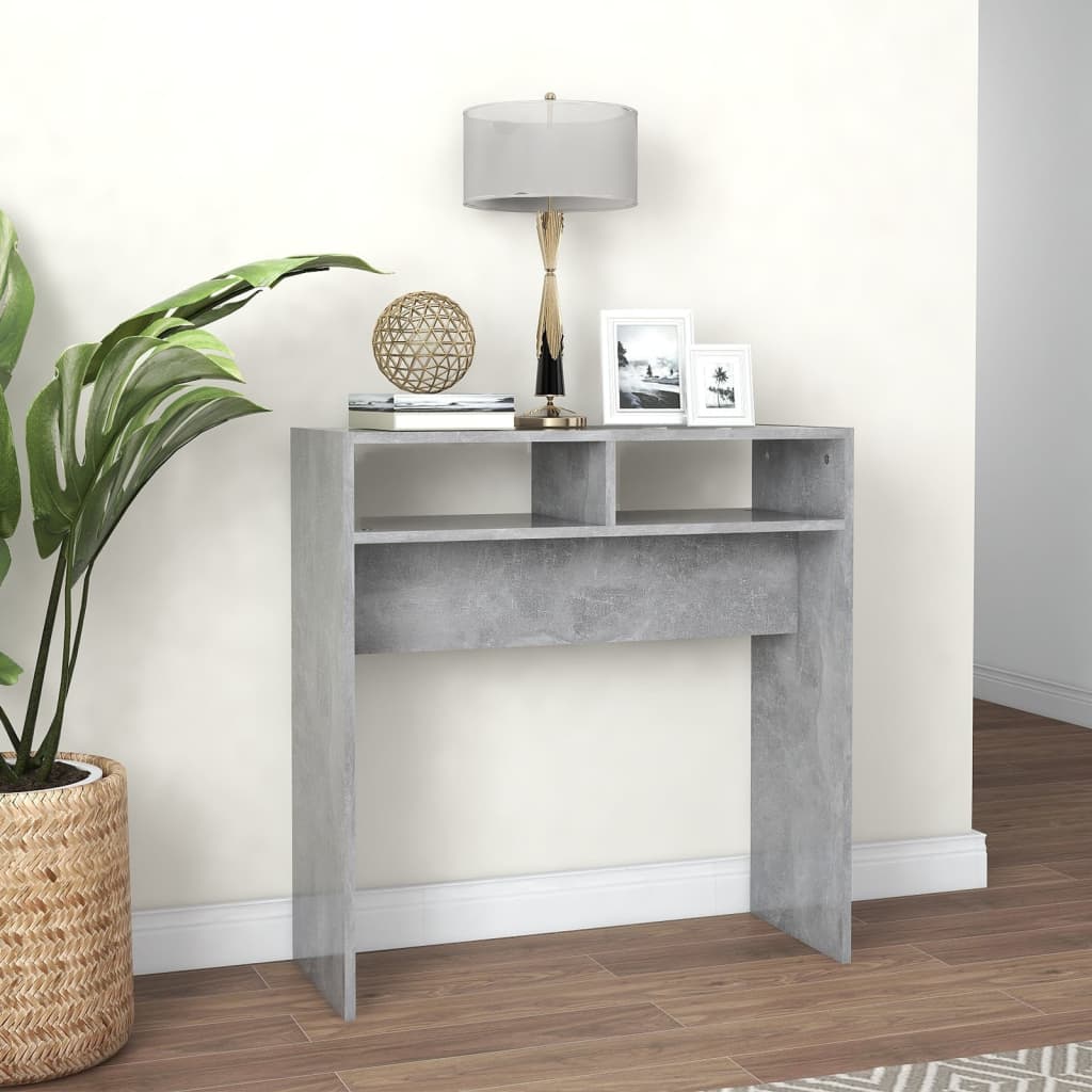 Mesa consola madera de ingeniería gris hormigón 78x30x80 cm - Vetonek