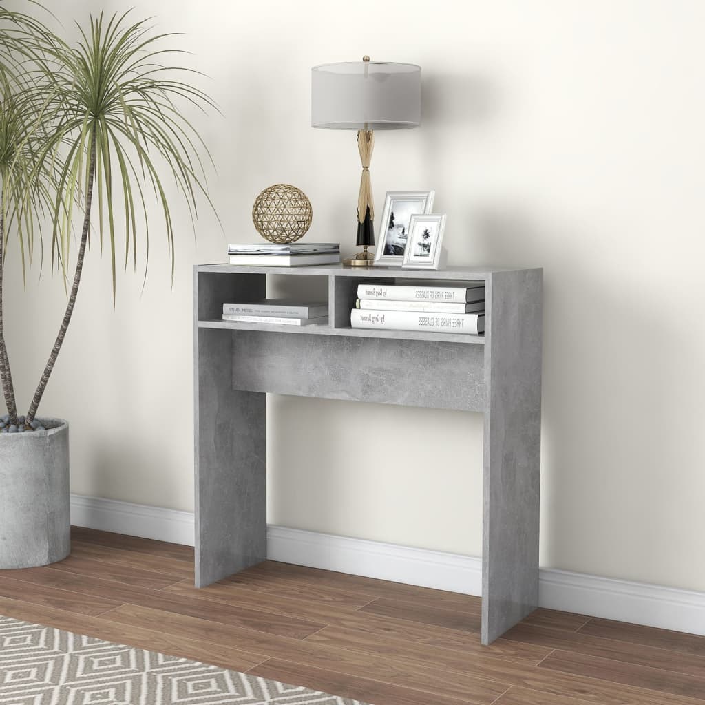 Vetonek Mesa consola madera de ingeniería gris hormigón 78x30x80 cm