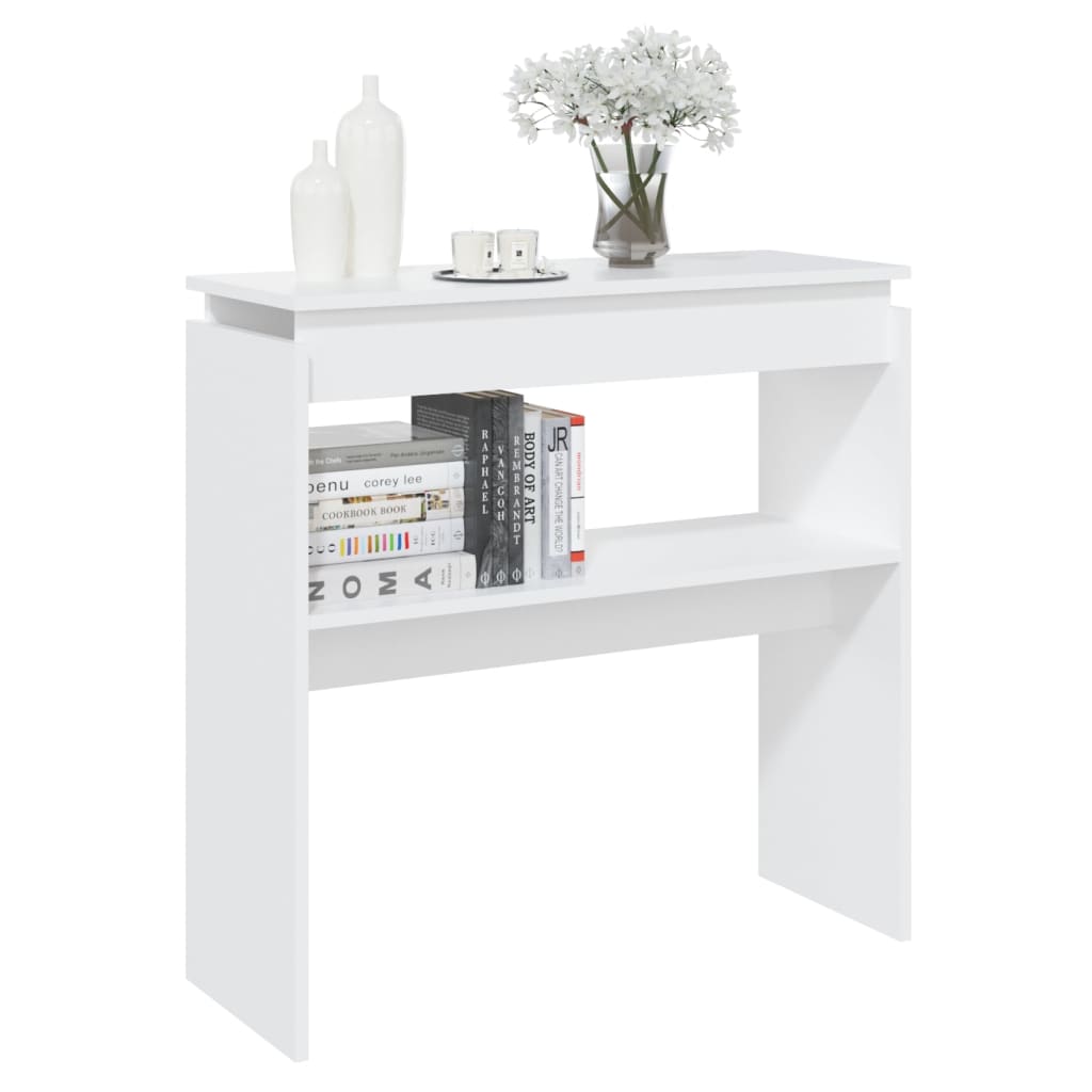 Mesa consola madera de ingeniería blanca 80x30x80 cm - Vetonek