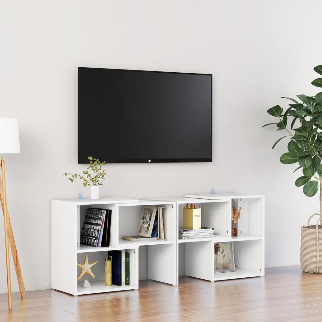 Vetonek Mueble para TV de madera contrachapada blanco 104x30x52 cm