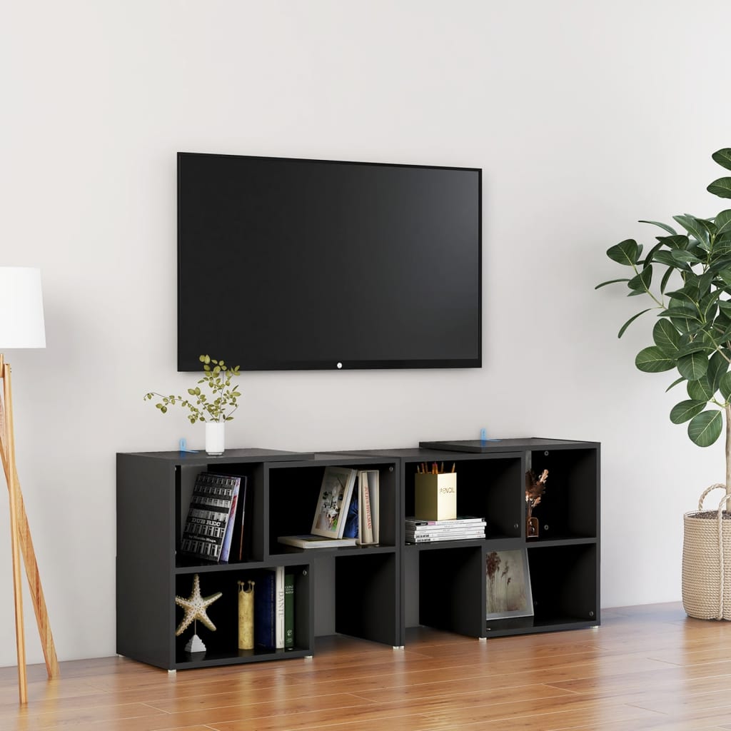 Vetonek Mueble de TV madera contrachapada negro 104x30x52 cm