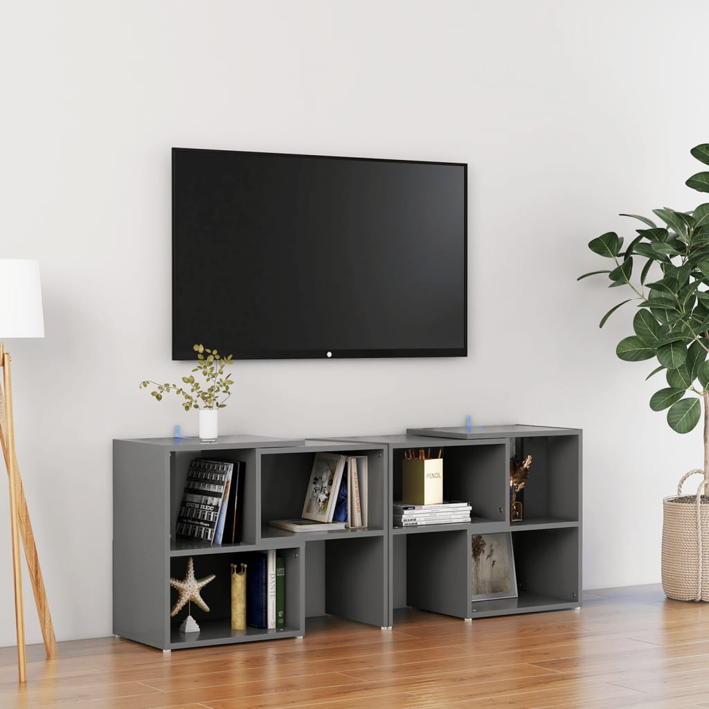 Vetonek Mueble de TV madera contrachapada gris 104x30x52 cm