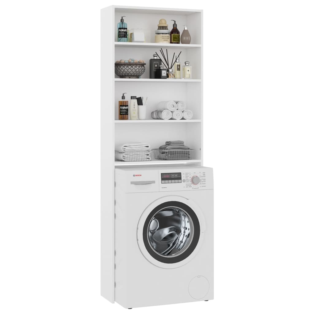 White washing machine cabinet 64x24x190 cm v7268 - Vetonek