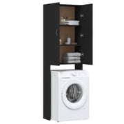 Black washing machine cabinet 64x25.5x190 cm v7367 - Vetonek