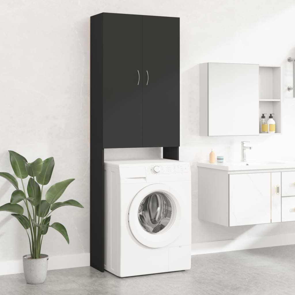 Black washing machine cabinet 64x25.5x190 cm v7367 Vetonek