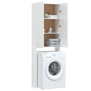 Glossy white washing machine cabinet 64x25.5x190 cm v7411 - Vetonek