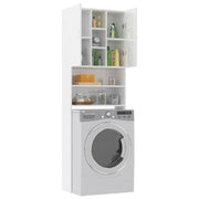 Glossy white washing machine cabinet 64x25.5x190 cm v7503 - Vetonek