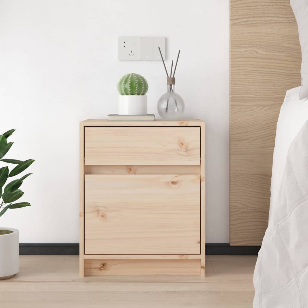 Mesita de noche madera maciza de pino 40x31x50 cm - Vetonek