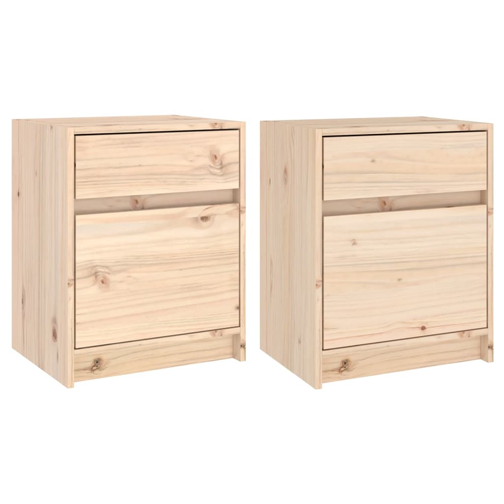 Mesitas de noche 2 uds madera maciza de pino 40x31x50 cm - Vetonek