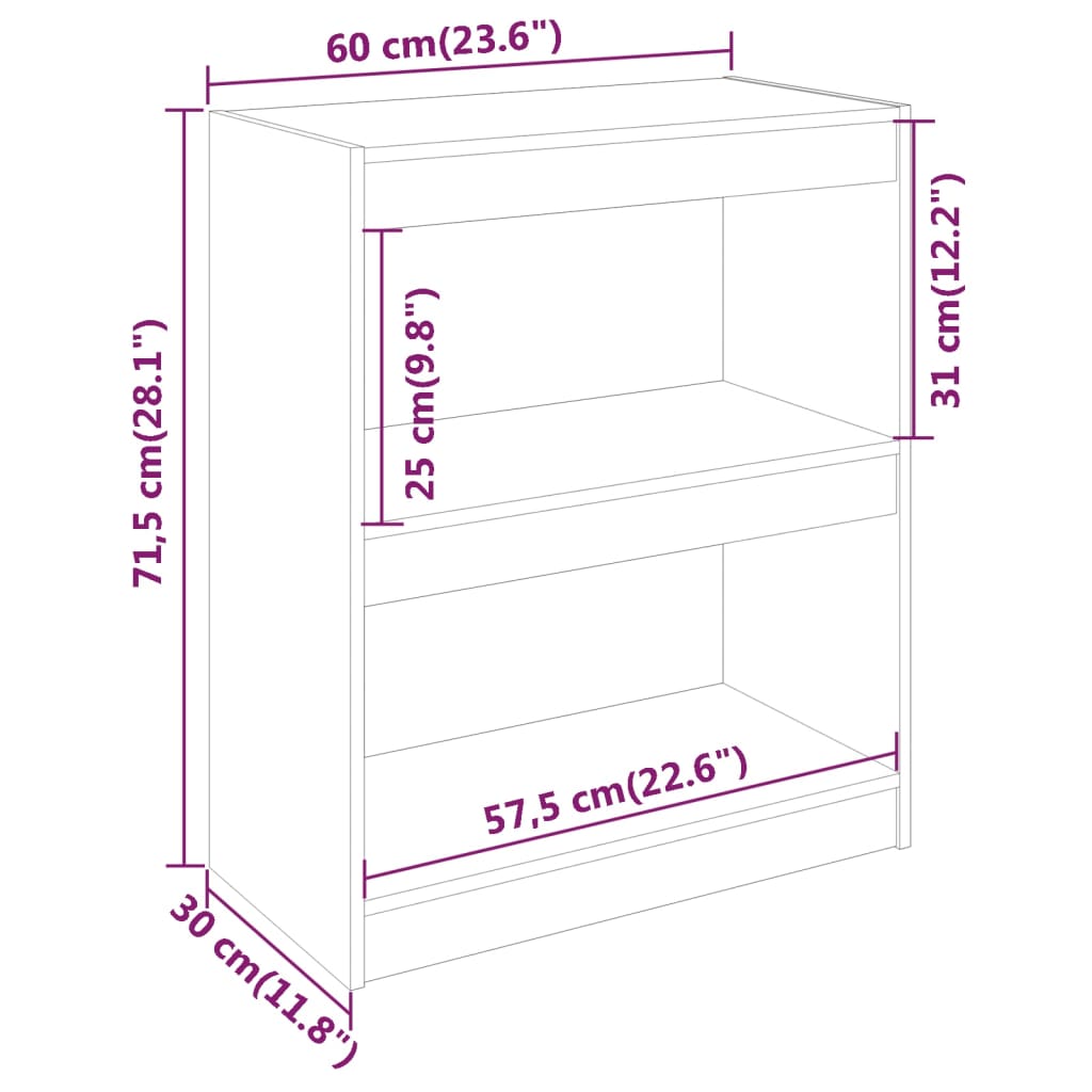 Estantería/divisor de espacios madera de pino 60x30x71,5 cm vidaXL