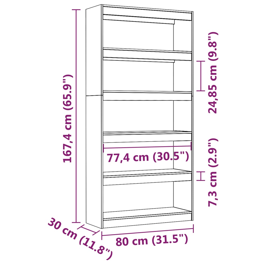 Estantería/divisor de espacios madera de pino 80x30x167,4 cm vidaXL