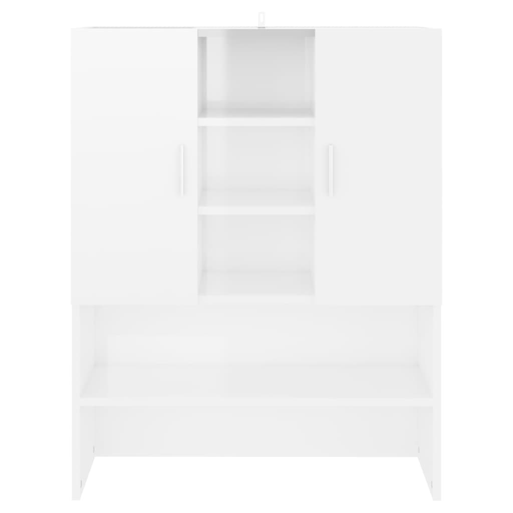 Glossy white washing machine cabinet 70.5x25.5x90 cm - Vetonek