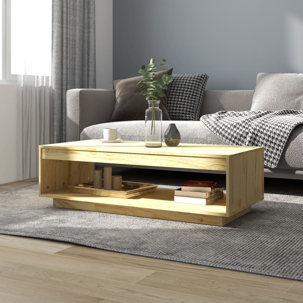 Vetonek Mesa de centro de madera maciza de pino 110x50x33,5 cm