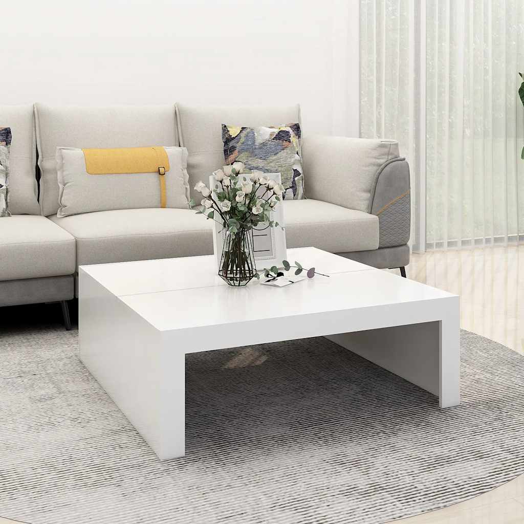 Vetonek Mesa de centro madera contrachapada blanco 100x100x35 cm