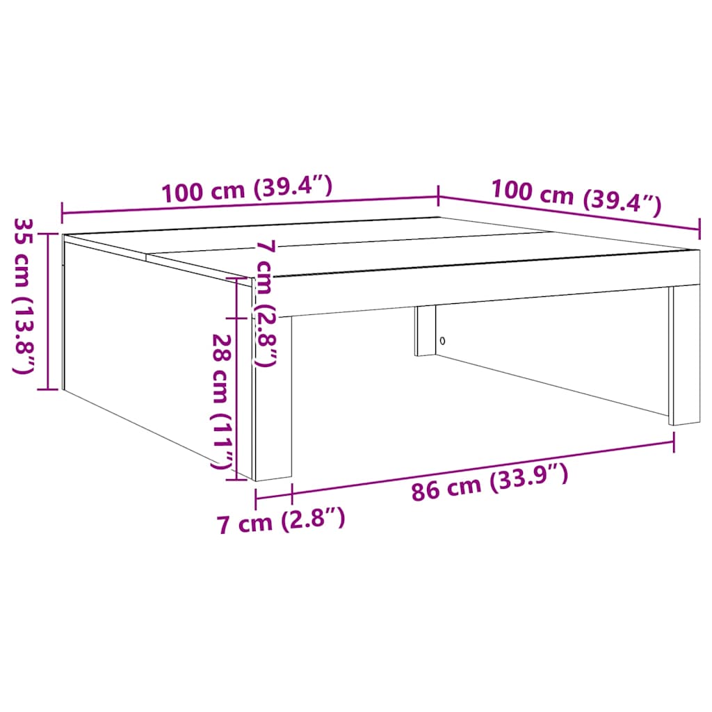 Mesa de centro madera roble Sonoma 100x100x35 cm vidaXL