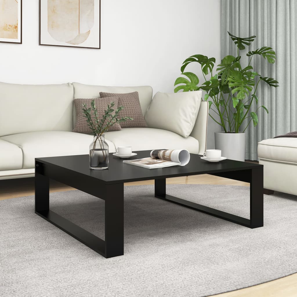 Vetonek Mesa de centro madera contrachapada negro 100x100x35 cm