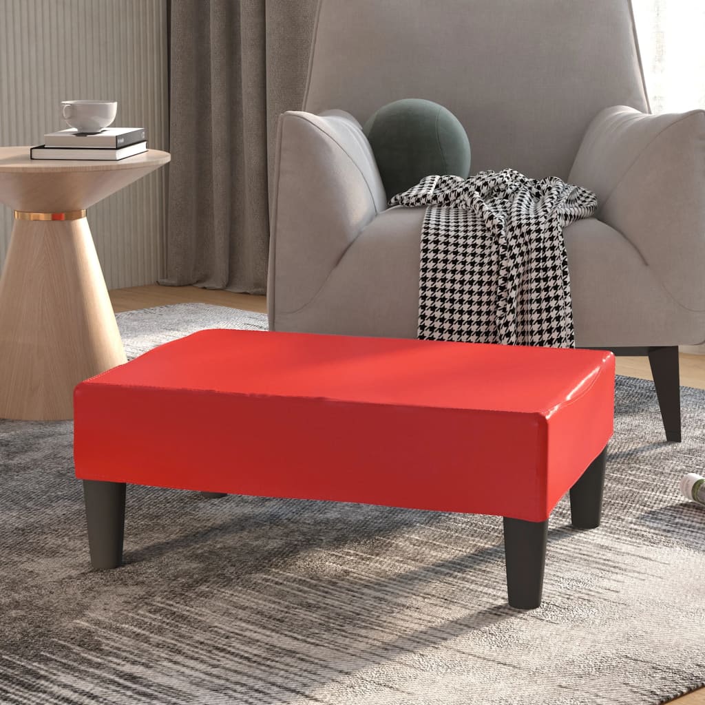 Vetonek Reposapiés de cuero sintético rojo 78x56x32 cm 