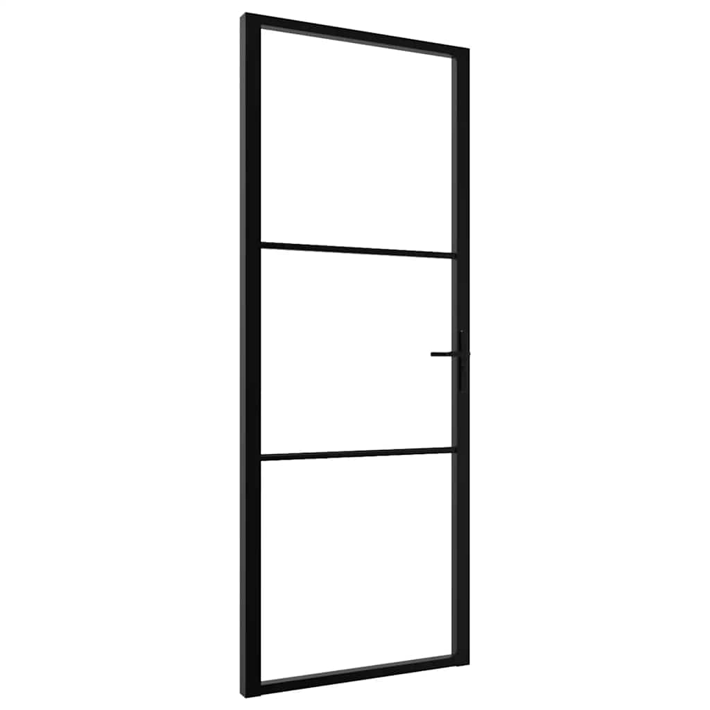 Puerta Interior Vidrio ESG y Aluminio Negro 76x201,5 cm