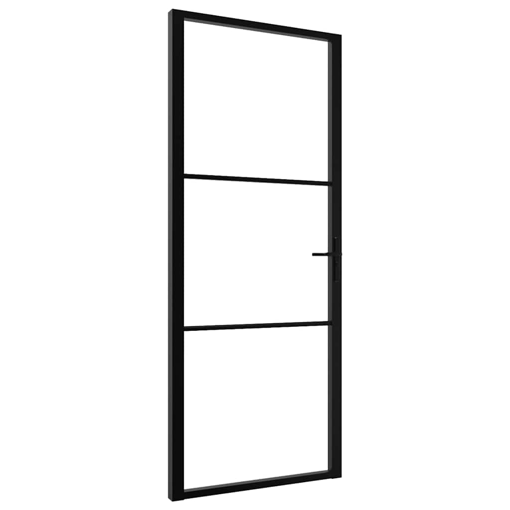 Puerta Interior Vidrio ESG y Aluminio Negro 83x201,5 cm