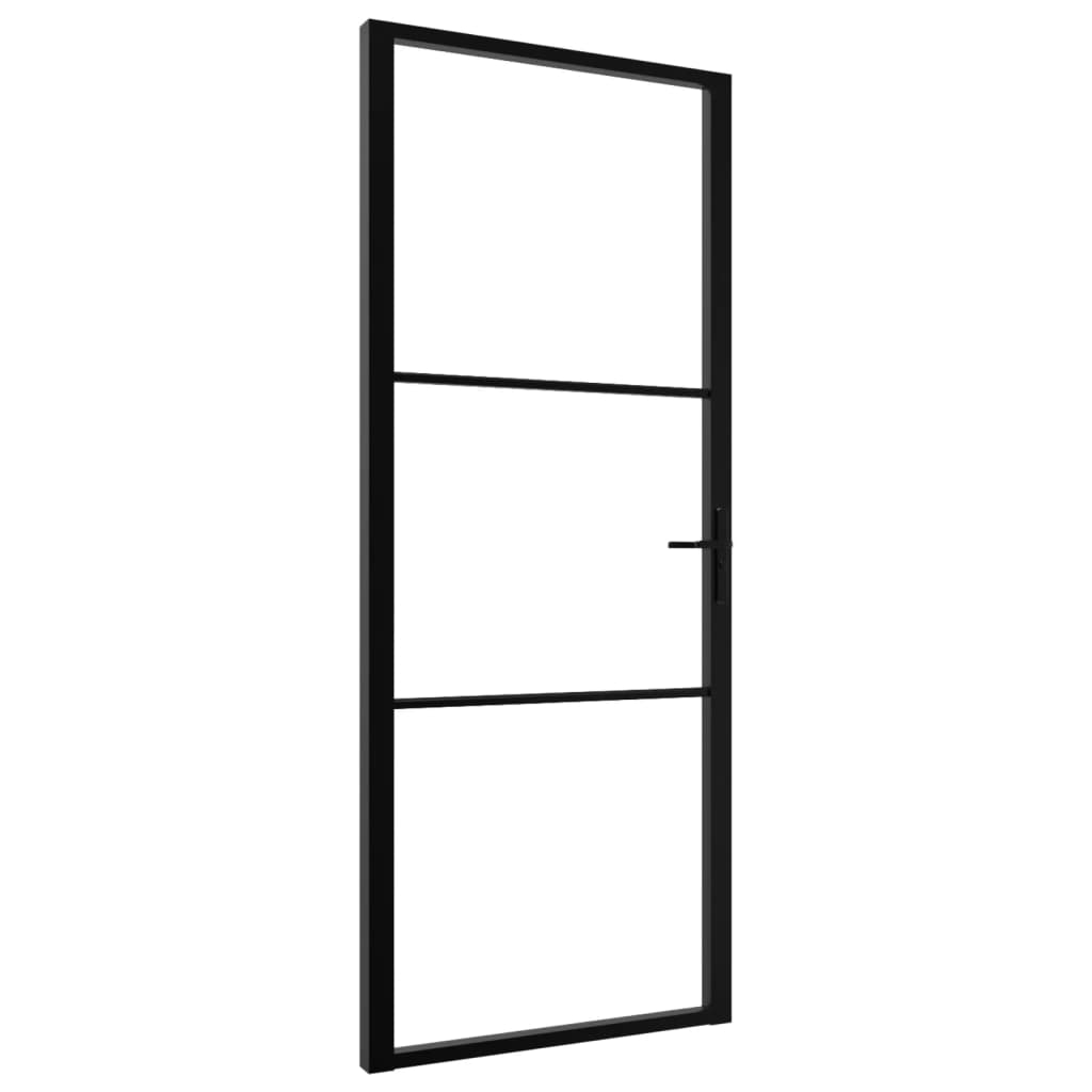 Puerta interior vidrio ESG y aluminio negro 83x201,5 cm vidaXL