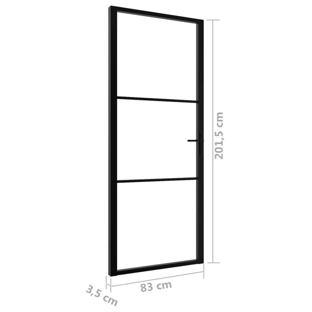 Puerta interior vidrio ESG y aluminio negro 83x201,5 cm vidaXL