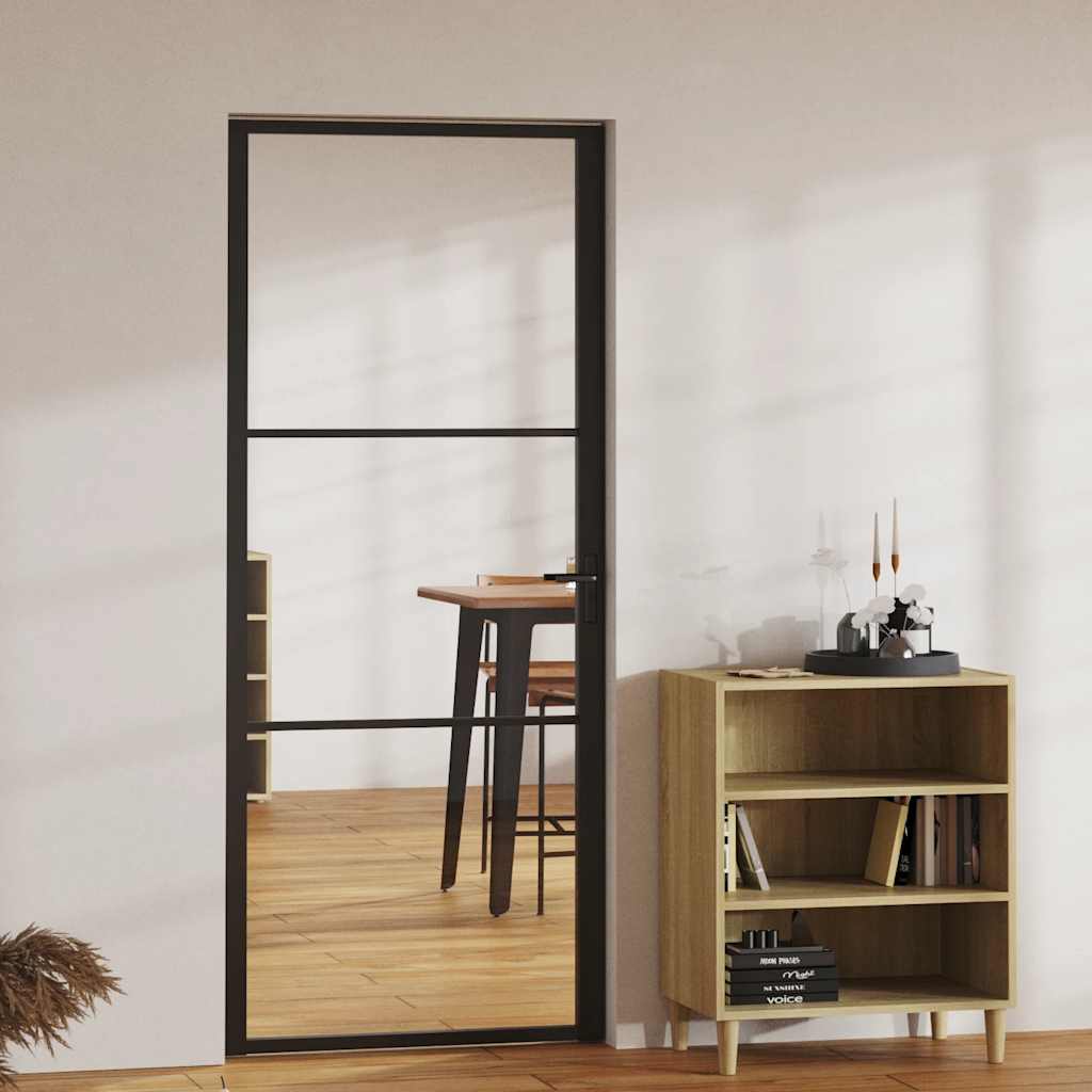 Puerta Interior Vidrio ESG y Aluminio Negro 83x201,5 cm