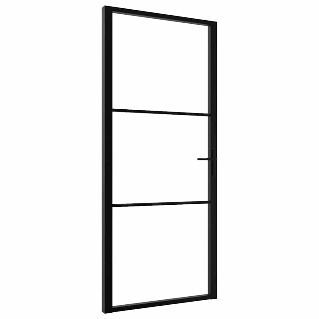 Puerta Interior Vidrio ESG y Aluminio Negro 102,5x201,5 cm