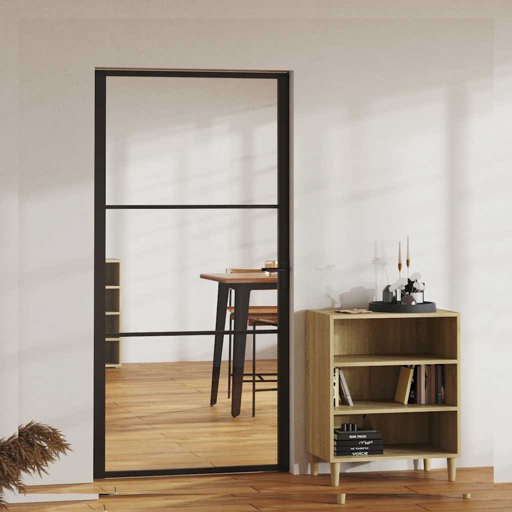 Puerta Interior Vidrio ESG y Aluminio Negro 102,5x201,5 cm