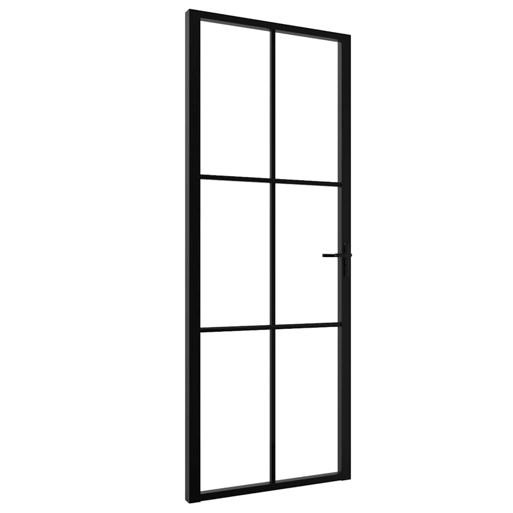 Puerta Interior Vidrio ESG y Aluminio Negro 76x201,5 cm