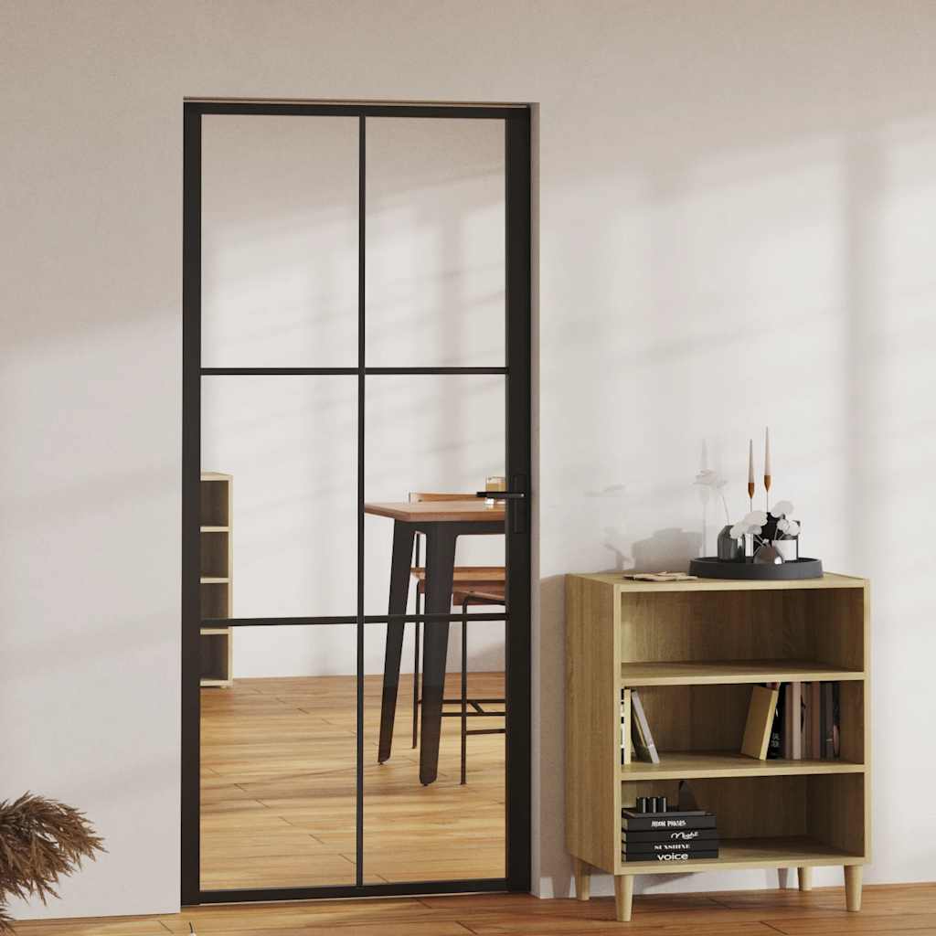 Puerta Interior Vidrio ESG y Aluminio Negro 93x201,5 cm