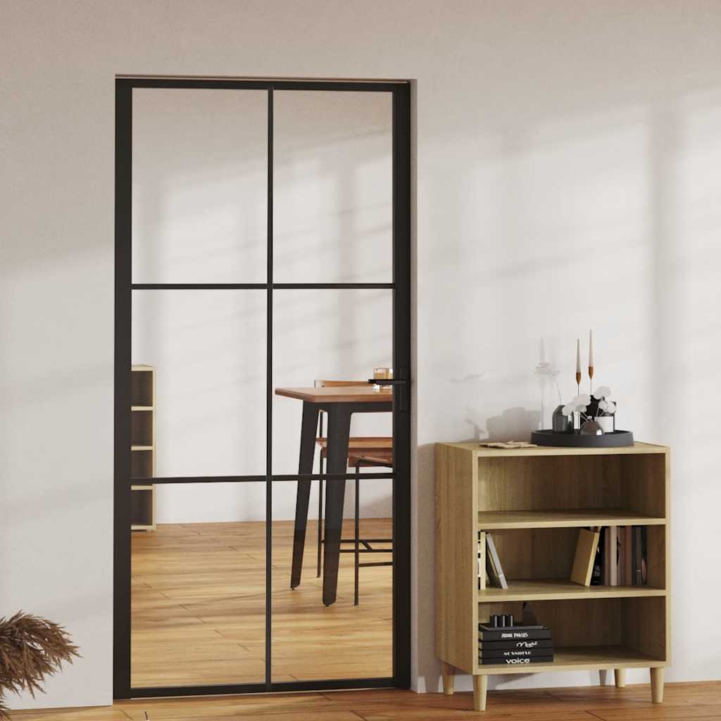 Puerta Interior Vidrio ESG y Aluminio Negro 102,5x201,5 cm