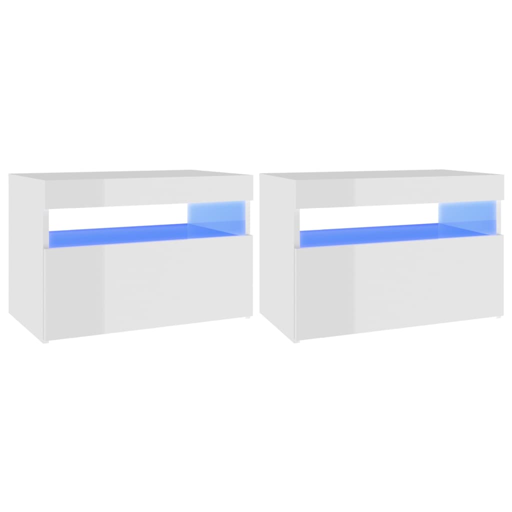 Mesitas noche LED 2 uds blanco brillo 60x35x40 cm vidaXL