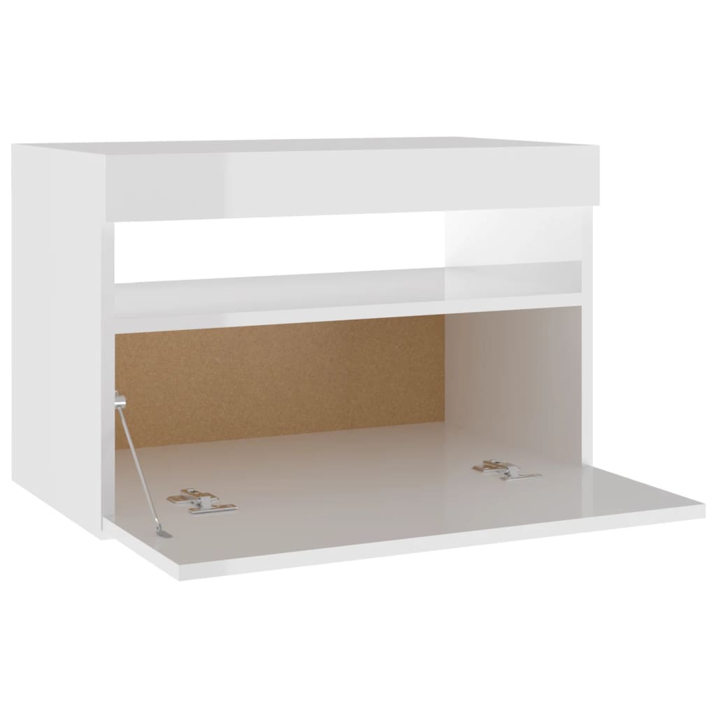 Mesitas noche LED 2 uds blanco brillo 60x35x40 cm vidaXL