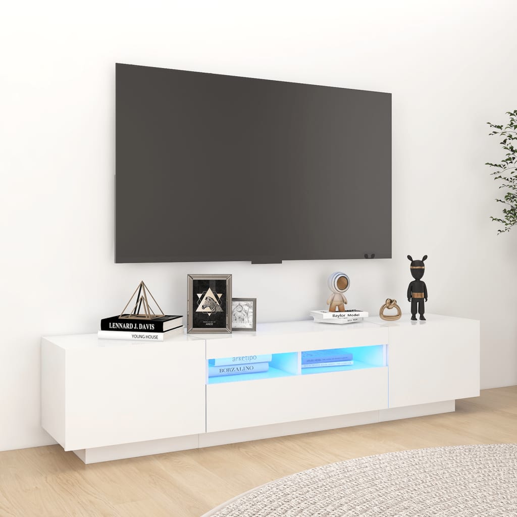 Vetonek Mueble para TV con luces LED blanco 180x35x40 cm