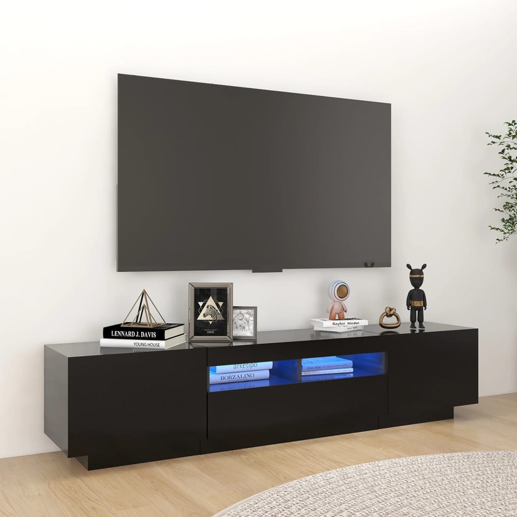 Vetonek Mueble para TV con luces LED negro 180x35x40 cm