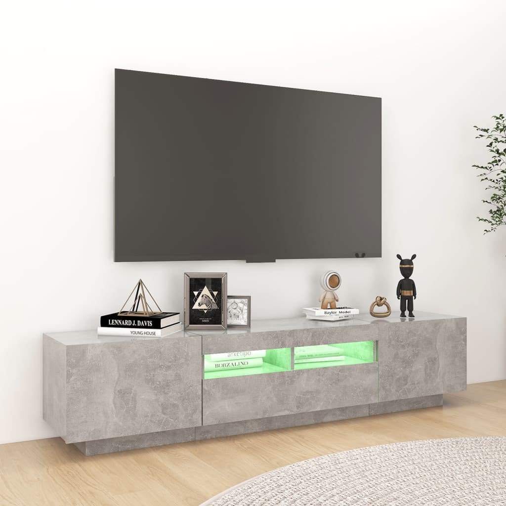 Gabinete de TV com luzes LED cinza 180x35x40 cm