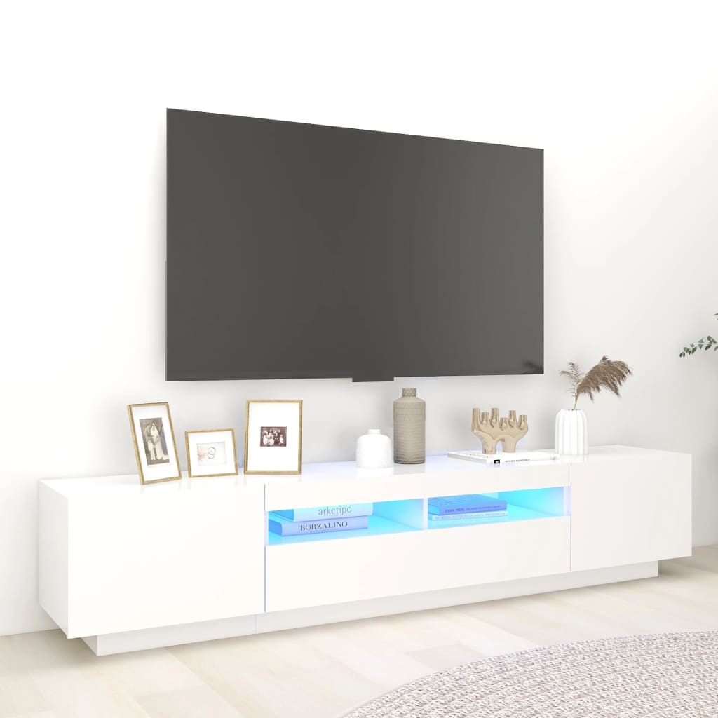 Vetonek Mueble para TV con luces LED blanco 200x35x40 cm