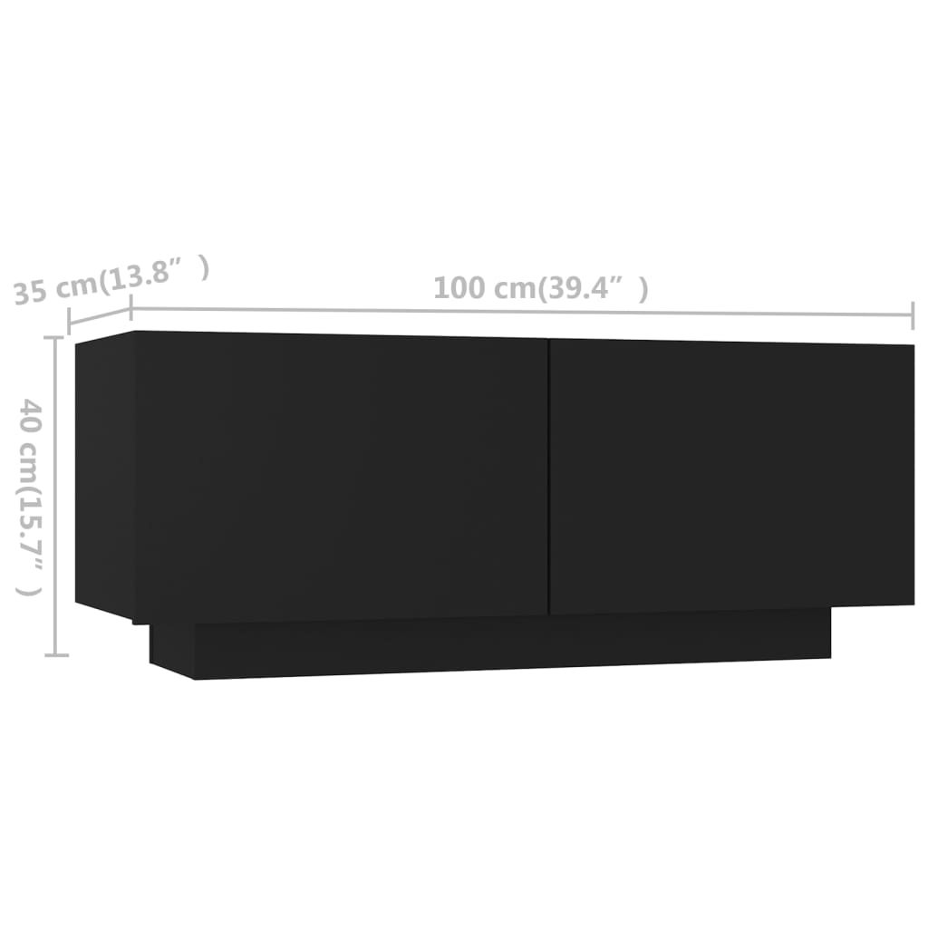 TV furniture with black LED light 200x35x40 cm