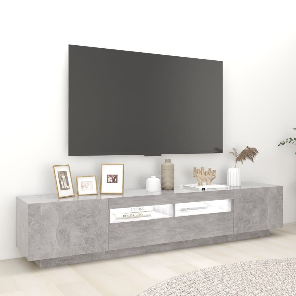 TV cabinet with gray LED lights 200x35x40 cm