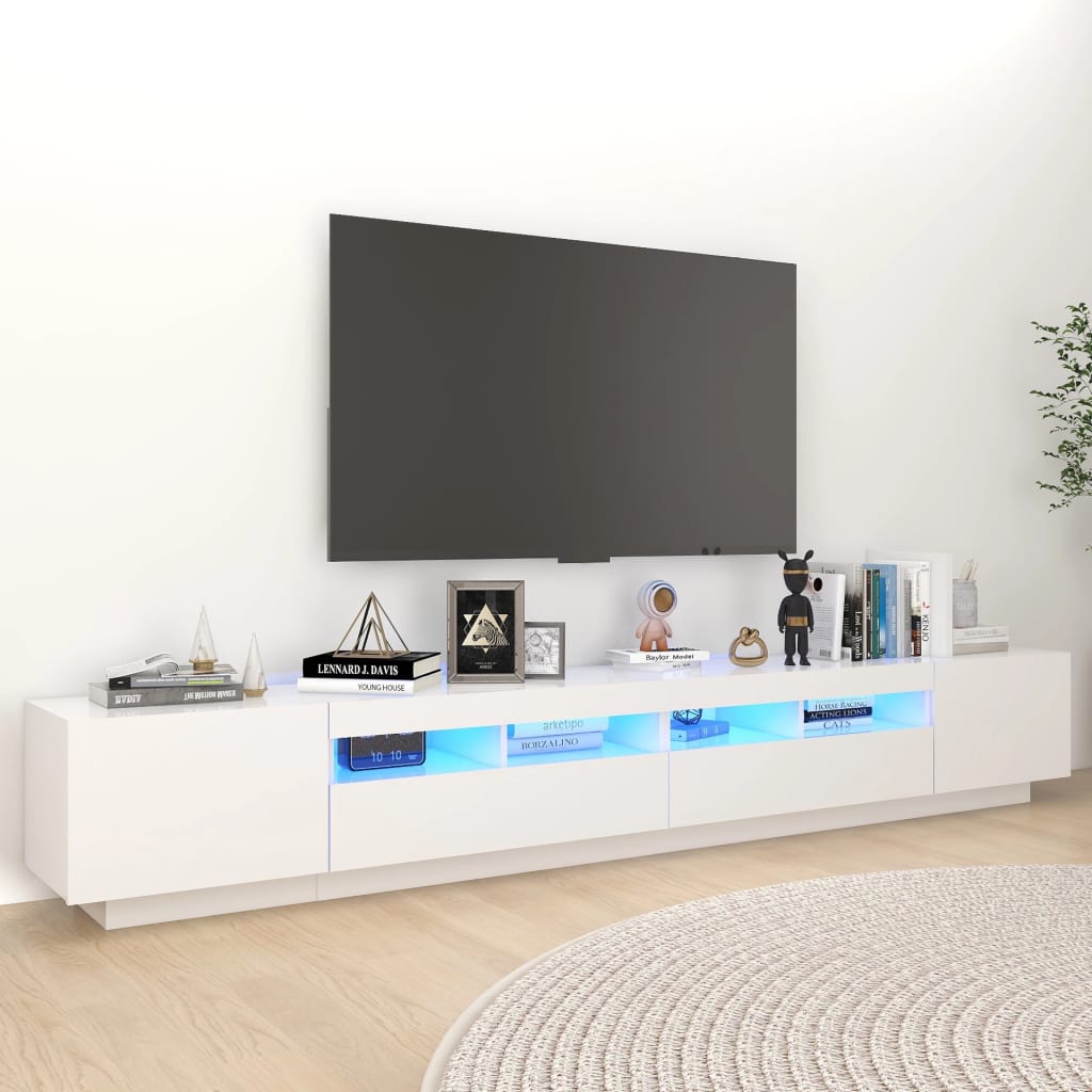 Vetonek Mueble para TV con luces LED blanco 260x35x40 cm